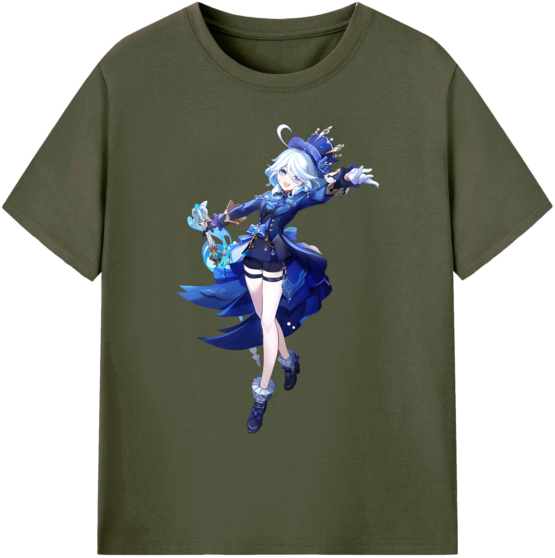 げんし神 フリーナ genshin Furina 綿100％ メンズ半袖Tシャツ｜肌触りやわらか＆通気性